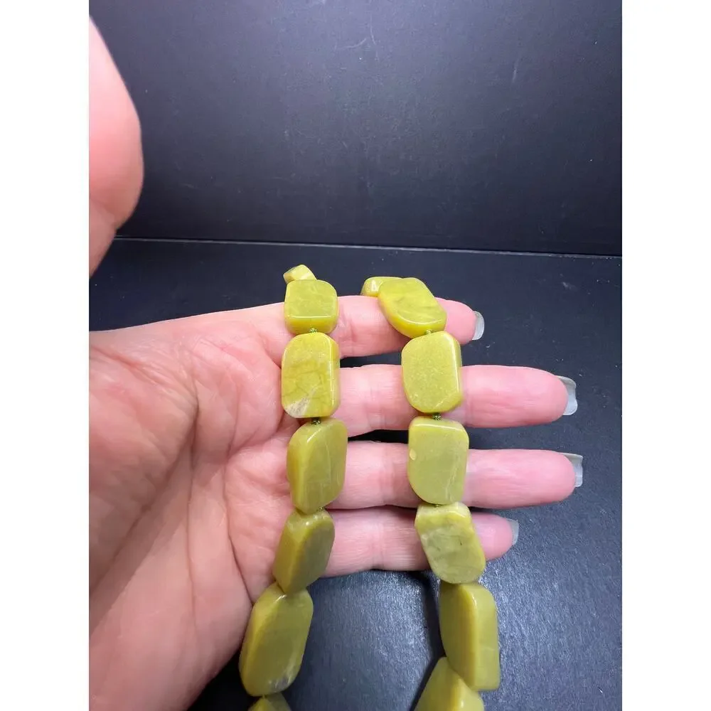 NEW olive serpentine necklace with sterling silver clasp